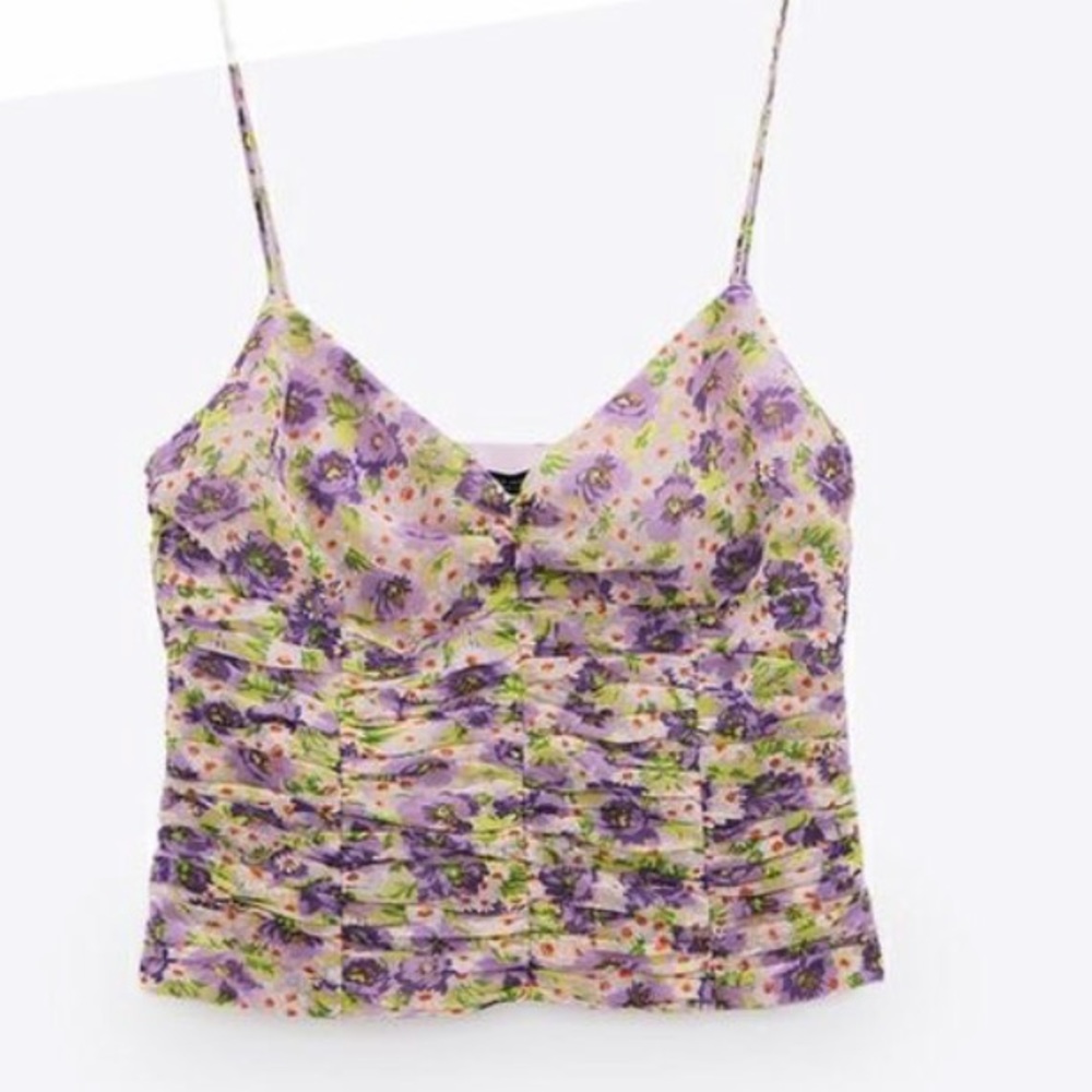 Zara Tank Crop Top Floral Print Never Worn